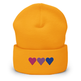 Embroidered Bisexual Beanie: Pride Flag Horizontal Heart Design